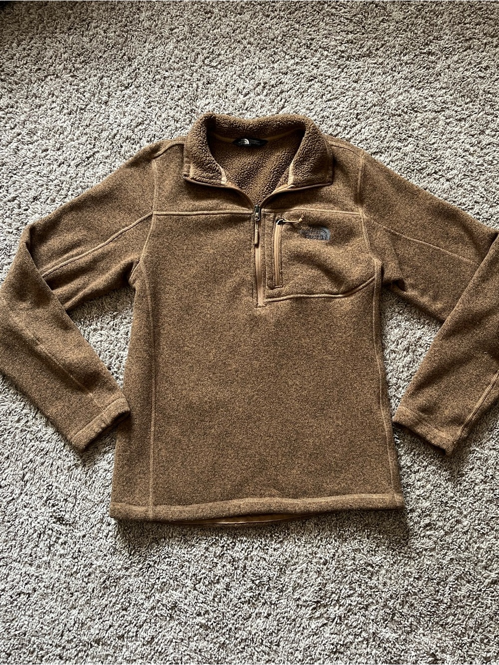 The North Face Gordon Lyons Men’s Brown Fleece Quarter-Zip Pullover Sweater S